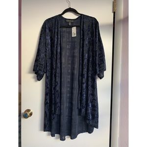 Forever21 Navy velour cutout cardigan/kimono XL/1X
